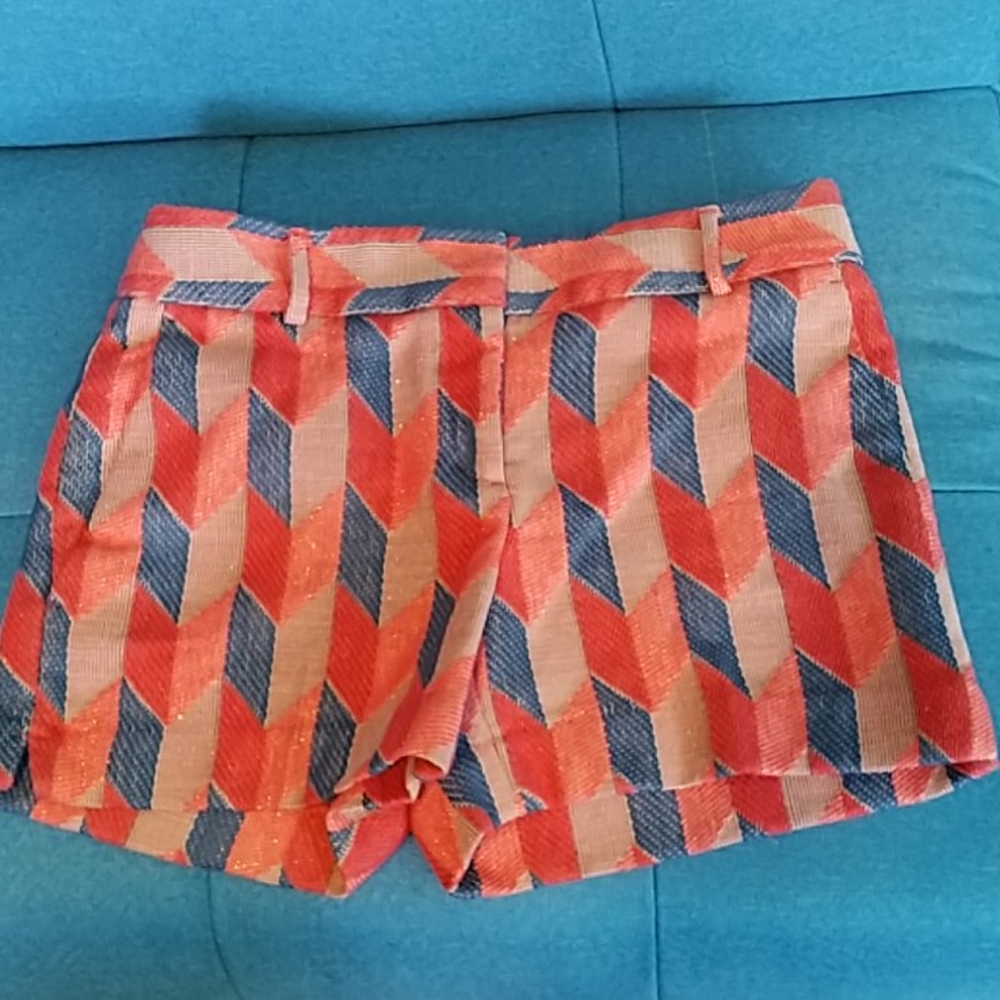 NWOT Loft Pink Blue Dressy Shorts Metallic Tweed
